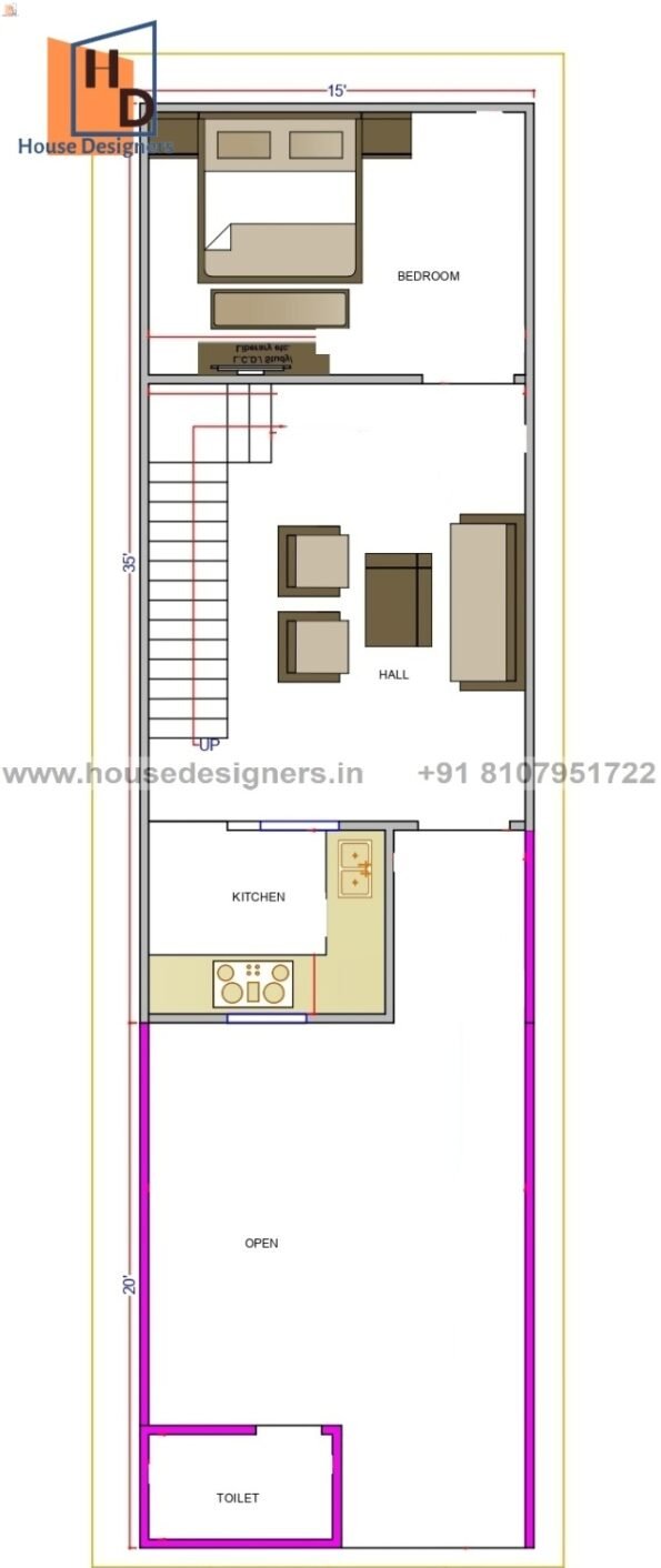 15×35 ft house plan