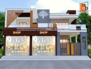 Perfect double floor front design of house with shop