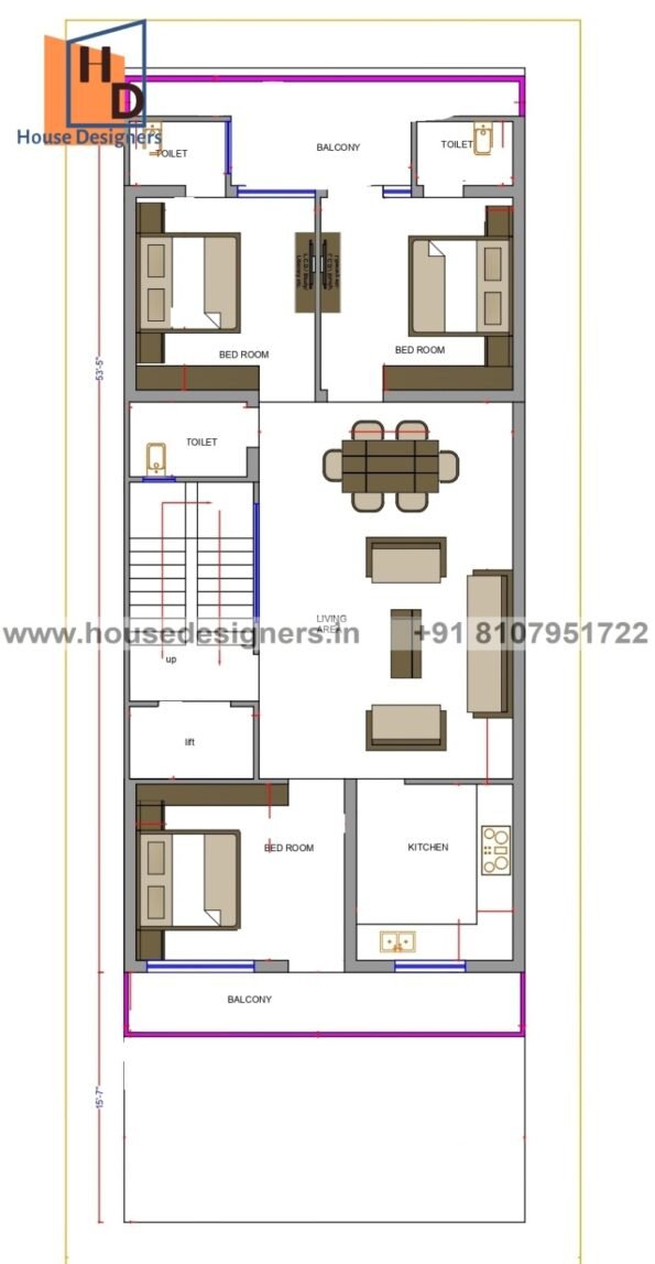 25×70 ft house plan