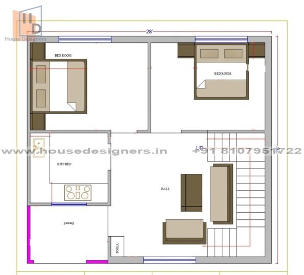 28×26 ft house plan