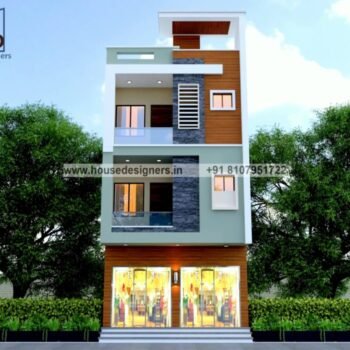 3d elevation commercial cum residential design