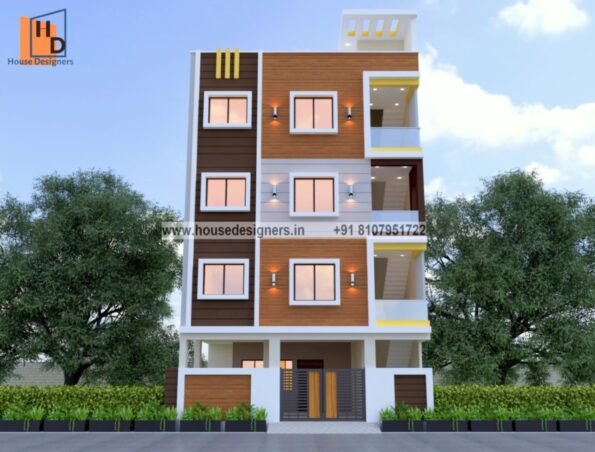 4 floor apartment elevation design