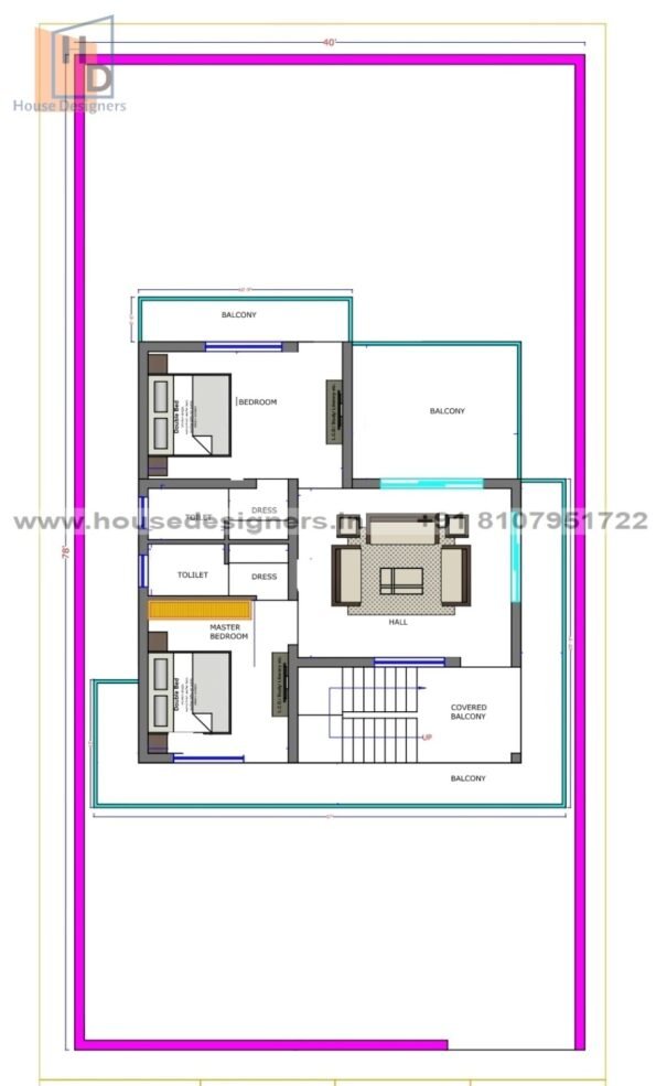 40×78 ft house plan