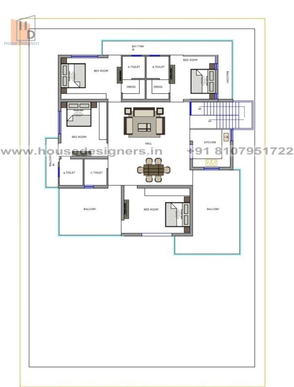 59×85 ft house plan