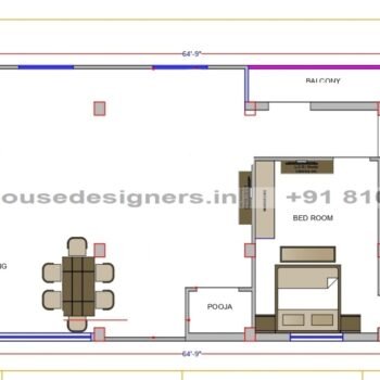 64×26 ft house plan