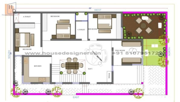 66×36 ft house plan
