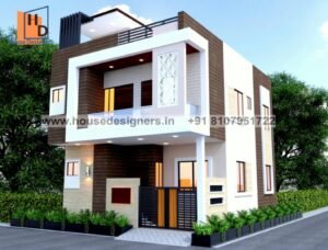 Best front elevation with brown color theme and groove pattern