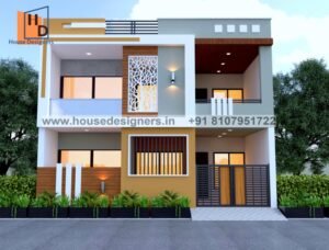 Double floor exterior design with modern color theme building