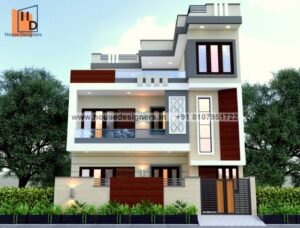 3D front elevation design with stylish balcony and clean finish