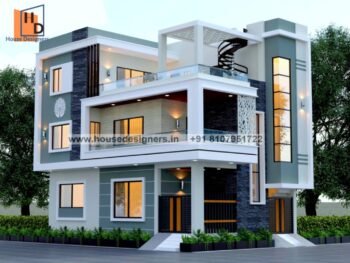 elevation designs for 2 floors building in indian