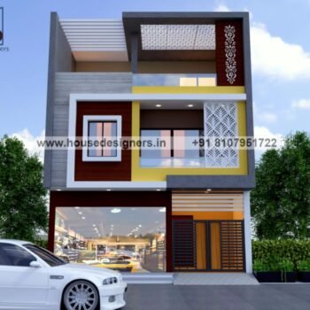 front commercial cum residential elevation design