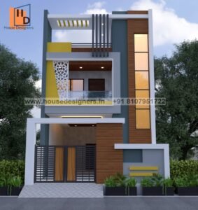 Front elevation design color combination for narrow indian plots
