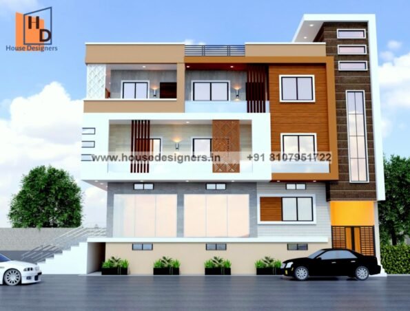 house elevation designs for 3 floor