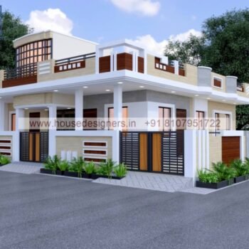 single floor house front design 3d