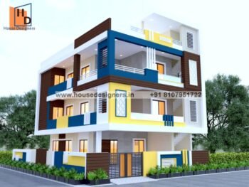 triple story house elevation designs