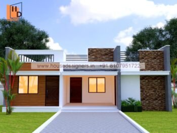 village single floor home front design