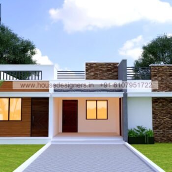 village single floor home front design