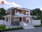 modern image of 2 floor ghar ka front design with gray and white color