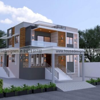 modern image of 2 floor ghar ka front design with gray and white color