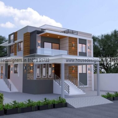 3d exterior design for front open balcony