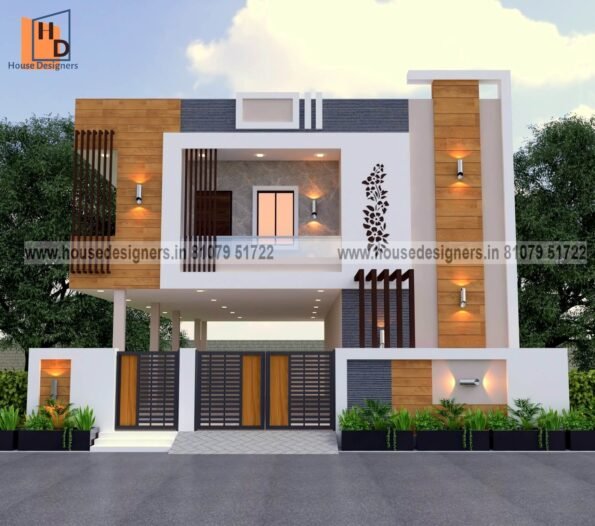 latest image for 2 floor house front design with wooden tiles, ms pipe