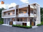 exterior image of 2 floor house front design simple with shop and home