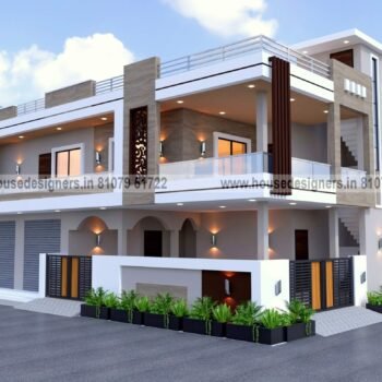 exterior image of 2 floor house front design simple with shop and home