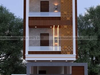 Modern image 3d house design for 3 story with cnc design, wooden tiles