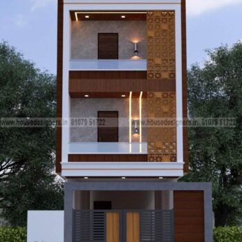 Modern image 3d house design for 3 story with cnc design, wooden tiles