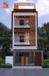 Modern image 3d house design for 3 story with cnc design, wooden tiles