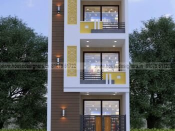 Budget image for Commercial front elevation with yellow and brown color