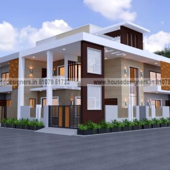 unqiue image of Duplex house for front design with cnc and ms pipes