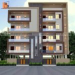 Modern image for building elevation apartment design with unique stair section