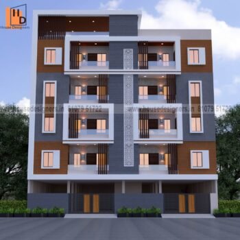 unique image design for outside apartment elevation with wooden tiles and cnc design