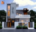 best image of double floor outdoor house design with rafter design, cnc