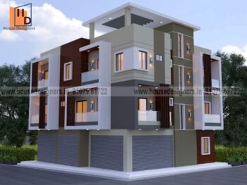 exterior image for elevation for three floor with ms pipes, light green color