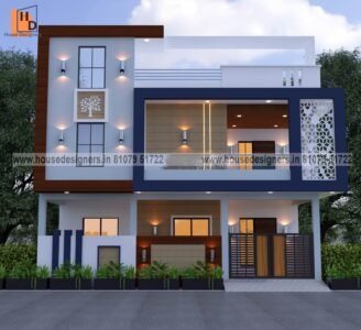 3D front elevation balcony design with modern color theme house