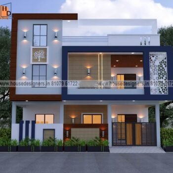 modern image of exterior house design duplex with cnc and wooden tiles