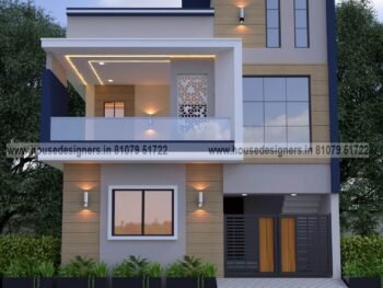 best image of front elevation design double floor with wooden tiles, cnc design