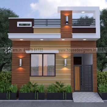 image of front elevation designs for small houses with wooden exterior tiles