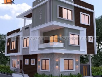 Simple image front elevation triplex with corner house, cnc design