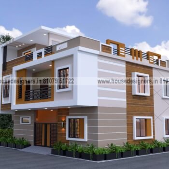 simple image of home architecture design with white and brown color