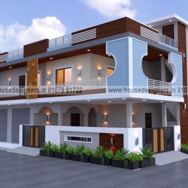 3D front elevation design for two floor independent house