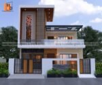 modern image home design for front with wooden tiles, ms pipes, cnc design