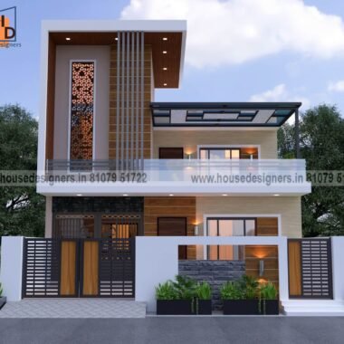Latest front elevation with decorative jali panel for stylish section