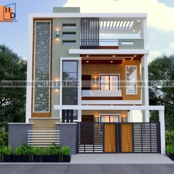 unique image of home elevation design two floor with cnc, ms pipe, modern stair section