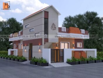 Modern 3D Elevation Design with Traditional Roof Touch