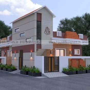 Tradiditonal image home front design one floor with hut shape stair design