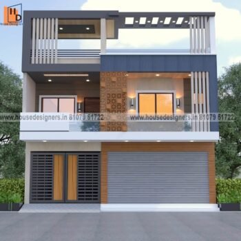 latest image of home front elevation g+1 design with unqiue pergola and cnc design