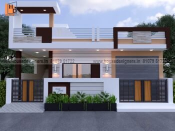 simple image normal house front elevation designs with peach and white color